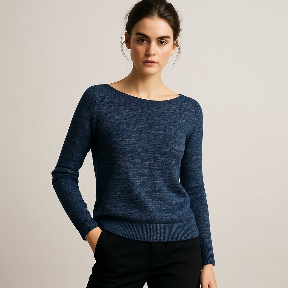 LOFT | Black & Blue Knit Crewneck Sweater